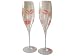 ArtisanStreet's Kissed Champagne Flutes. Set of 2 Glasses Each Hand Painted in Design of Red Kiss Imprints on Glass and Base. One of a Kind, Signed by Artisan.