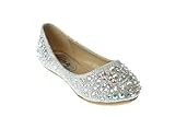 Larissa 39K Little Girls Rhinestone Ballet Ballerina Flats Silver 3