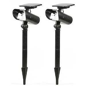 2 Super Bright 8 LED Solar Spot Flood Lights (light color is green) by Ewins