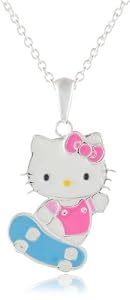 Girls Hello Kitty Silver Plated Brass Skateboard Pendant Enhancer