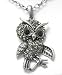 Beautiful LARGE Gray Crystal Owl Charm Necklace Antique Silver Tone
