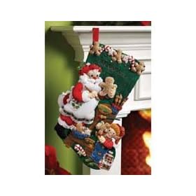 Bucilla 18-Inch Christmas Stocking Felt Applique Kit, Christmas Cookies