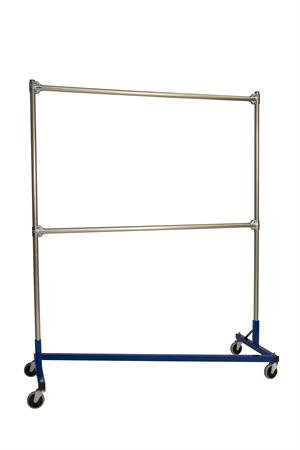 Heavy Duty Garment Z-Rack : Double Rail - 5' Base x 6' Uprights Blue