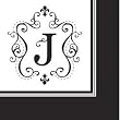 Monogram Black & White Cocktail Napkins - J