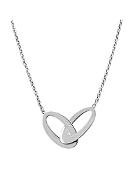 Sterling Silver Interlocking Ovals Adjustable Necklace (19 inch)