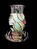Angel Fish Design - Hand Painted - 8 inch Hurricane Shade and 7 inch plate