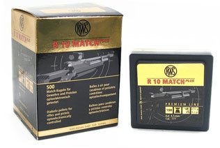 RWS-R-10 Match Heavy .177 Cal, 8.2 Grains, Wadcutter, 500ct sold in a sleeve of five with match pellet holders