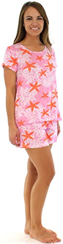 PajamaMania Women's Bamboo Jersey Light Weight Tee and Shorts Pajama Sets