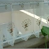 Embroidery Golden Camellia Voile Valance/cafe curtain