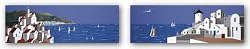 Molino en Santorini and Tarde en Cadaques Set by Vicenc Curto 36"x12" Art Print Poster