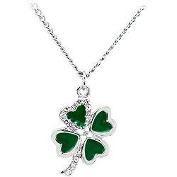 Jeweled Heart Shamrock Necklace
