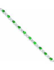 Genuine .925 Sterling Silver Emerald And Diamond Bracelet 4.6 Grams . 100% Satisfaction Guaranteed.