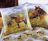 Childrens Toyshop  Küche & Haushalt : Pferde Bettwäsche von testroet Feinbiber mit Wendekopfkissen 80/80 - 135/200 cm 100 % Baumwolle Made in Germany