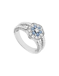 Sapphire and Diamond Floral Ring 14K White Gold - 0.50 CT TGW