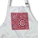 Peach and wine flowers on pink berry damask background - BLACK Full Length Apron With Pockets 22w X 30l