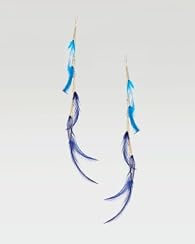 Bead & Feather Colorblock Duster Earring