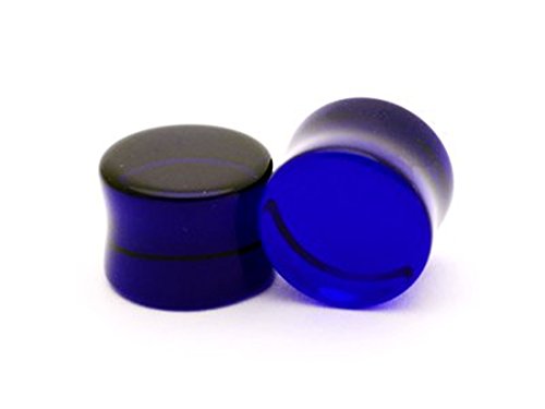 Blue Sapphire Glass Plugs - 2g - 6mm - Sold As a Pair