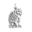 Winged Wolf or Dog Pendant in Sterling Silver, #7923