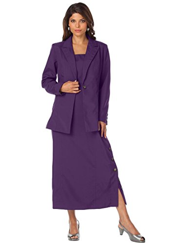 Roamans Women's Plus Size Side Button Jacket Dress (Dark Plum,16 W)