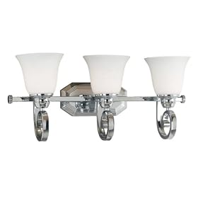 Kenroy Home 80253CH Strasbourg Three-Light Vanity Light with 6-Inch Shades
