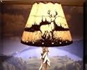 Rustic Lamp Shade with Deer & Pines Silhouette (Shows When Lit) 9" Inches