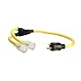 Coleman Cable 01915 3-Foot Generator Power Cord Adapter, 10/3 Splitter Y Adapter, L5-30P to (2) Lighted 5-20R