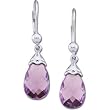 14K White Gold Genuine Amethyst Briolette Earrings