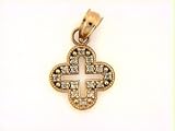 14K YELLOW GOLD CHARM PENDANT W/DIAMONDS - CROSS