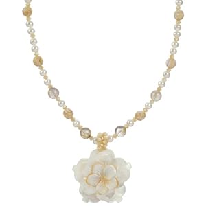 Gold Plated Sterling Silver Natural Mother-of-Pearl with Champagne and White... by