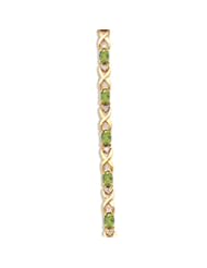 14k Yellow Gold Natural Peridot And Diamond Tennis Bracelet