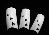 250 White Hollow Hearts Style Acrylic False Tips Nail Art