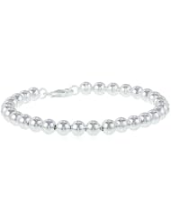 Sterling Silver 6mm Polished Bead Bracelet 7.5"