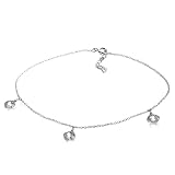 Sterling Silver Three-Drop Briolette Clear Cubic Zirconia Anklet