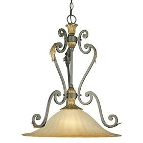 Thomas Lighting M2690-23 One Light Pendant, Colonial Bronze and Artisan Bronze Finish with Hand Painted Blown Glass