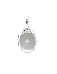 Oval Locket with Diamond Accent 14K White Gold