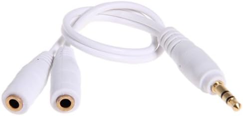 AXIONG Portable 3.5mm One Audio to Double Out Earphone Splitter Cable (White)