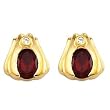 14K Yellow Gold Mozambique Garnet and Diamond Earrings