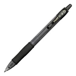Pilot G2 Retractable Gel Ink Roller Ball Pen, Bold Point, Clear Barrel, Black Ink, 12-Count  (31256)