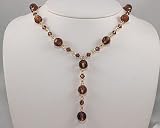 Smokey Topaz Crystal Bead Y Necklace on Gold - Brown Bridesmaid Jewelry