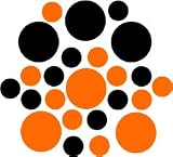 Set of 30 - Black / Orange Circles Polka Dots Vinyl Wall Graphic Decals Stickers