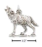 Sterling Silver Howling Wolf Charm