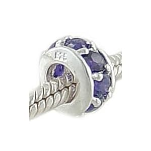 Purple Tanzanite Colored CZ Sterling Silver Spacer Bead fits European Charm... by 