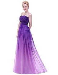 Apparel: Esvor Strapless Pleats Ombre Chiffon Prom Dress Evening Gown Ombre Purple 10