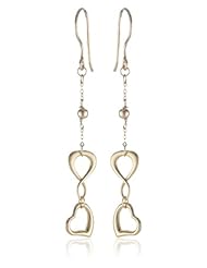 14K Yellow Gold Infinity and Heart Dangle Earrings