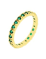 14k Gold Bonded Eternity Ring with Channel Set Emerald Green CZ in Goldtone - 14k Hamilton Gold