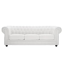 Big Sale LexMod Chesterfield Sofa in White Leather and Leather Match