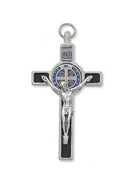3" Silver St. Saint Benedict Crucifix Cross Medal Wall Ornament Plaque Gift Decoration