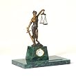 Executive Lawyer Gift Lady of Justice with Legal Scales Clock on Marble Base with Pen Holder