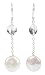 Sterling Silver White Freshwater Cultured Pearl and Crystal Coin Earrings
