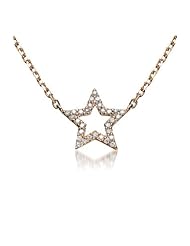 C.Z. Sterling Silver Rhodium Plated Micro Pave Star Shape Pendant